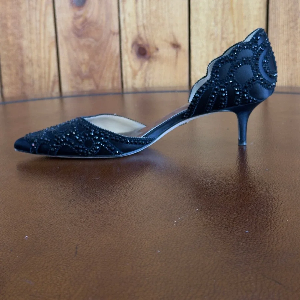 Bagley Mischka Ginny Black Embellished Pointed Toe Dress Pumps Evening Shoes 8‎